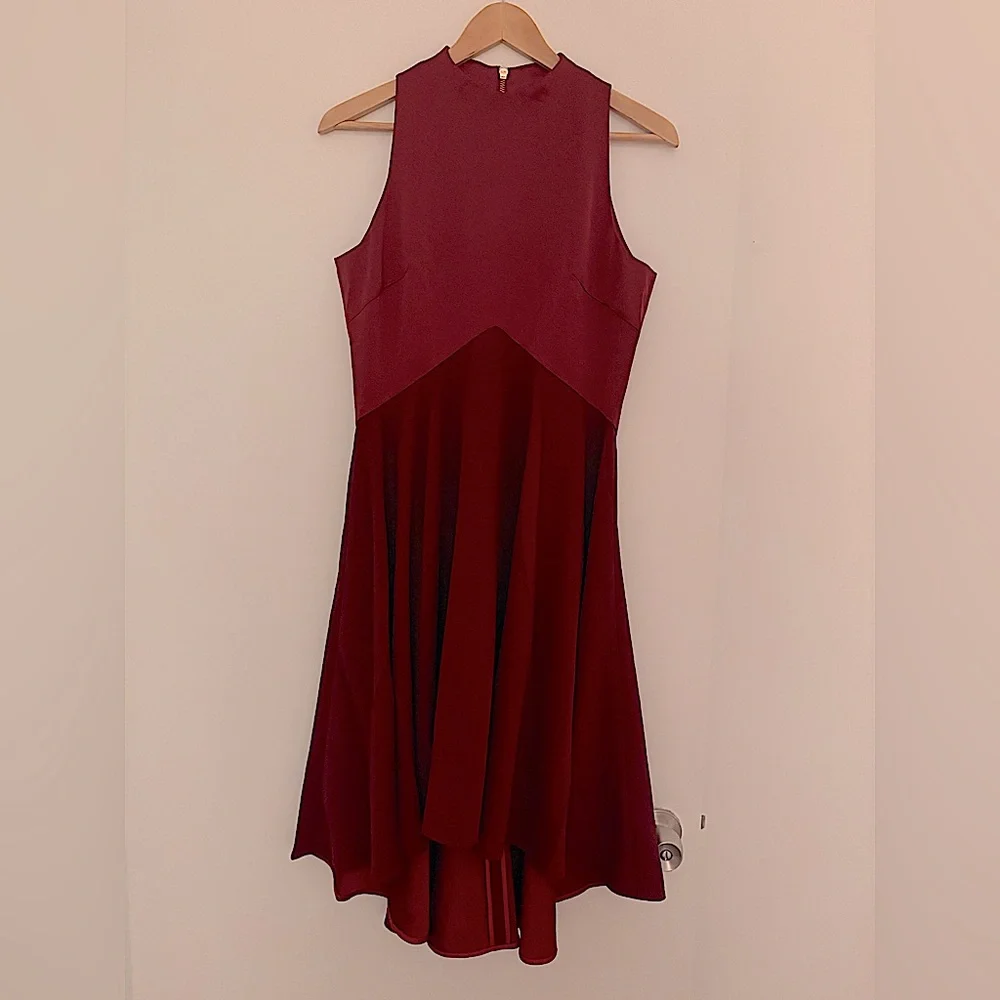 Ted Baker Burgundy/Maroon Sleeveless High/Low Dress - size 6 - Picture 3 of 16